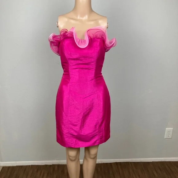 strapless open back dress Pink Bodycon Mini Dress  The Barbie Kloset